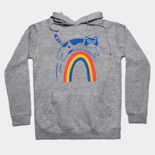 Cat jumps over the rainbow Hoodie